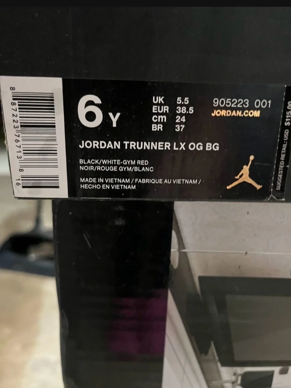 JORDAN TRUNNER LX OG BG Kids Black and Red Slip-On Sneaker with Strap